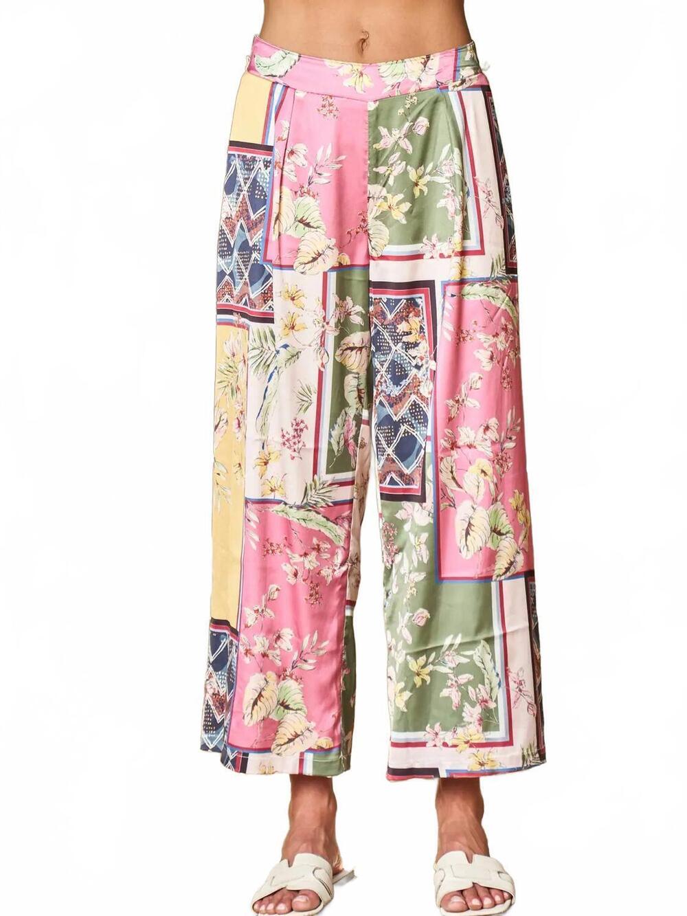 NEW PAPARAZZI patchwork pull on pant in pink multi